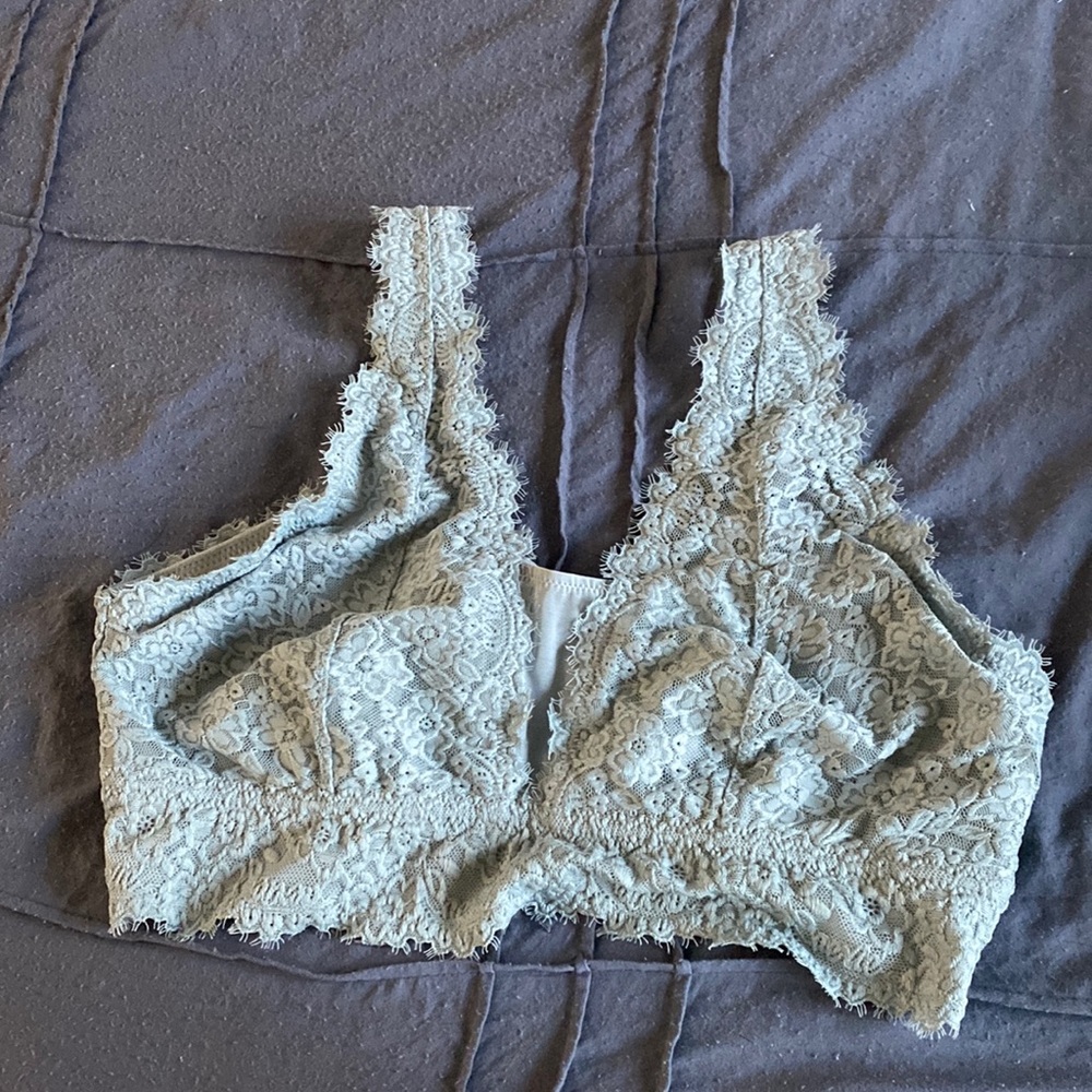 Dusty blue aerie lace bralette